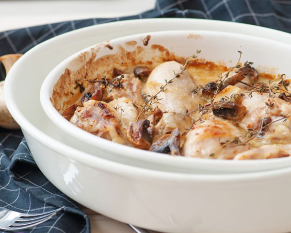 Фото Ужин 2. Куриные голени в сливочно-горчичном соусе с грибами и белым рисом (на 2 пер-ны)