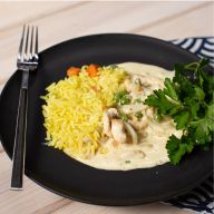 Фото Цыпленок карри в кокосовом молоке с жасминовым рисом